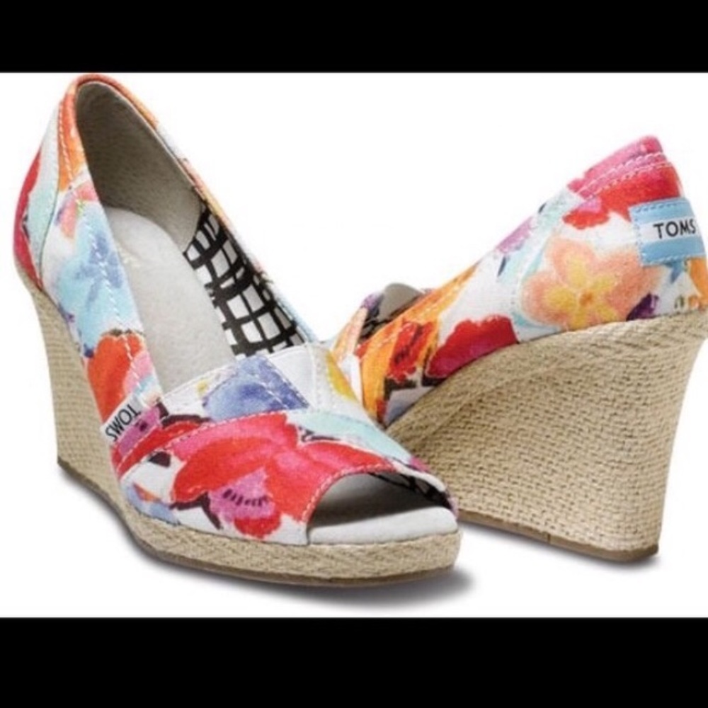 TOMS Corbel Floral Wedges